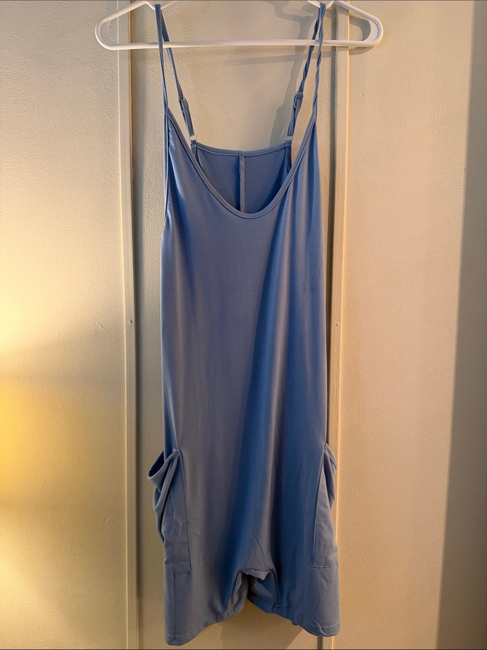 SHEIN Light Blue Spaghetti Strap Romper